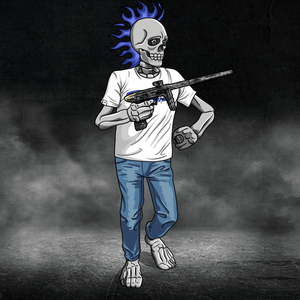 Adrenaline Skully NFT - Baba Yaga in Casual with Mohawk Flame and Ring - Adrenaline
