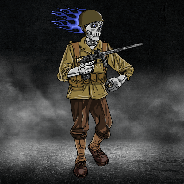 Adrenaline Skully NFT - Baba Yaga ในสงครามโลกครั้งที่ 2 พร้อมหมวกกันน็อกและแหวน - Adrenaline