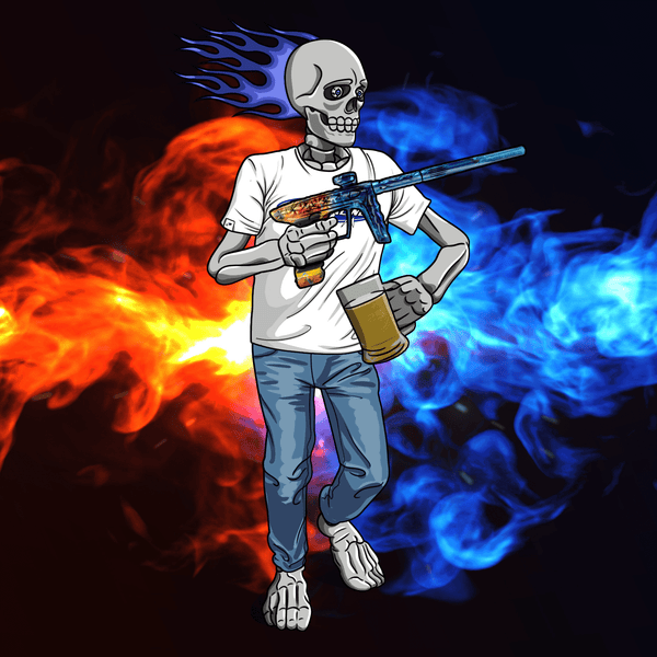 Adrenaline Skully NFT - ลาย Firestorm แบบลำลองพร้อมแก้ว - Adrenaline