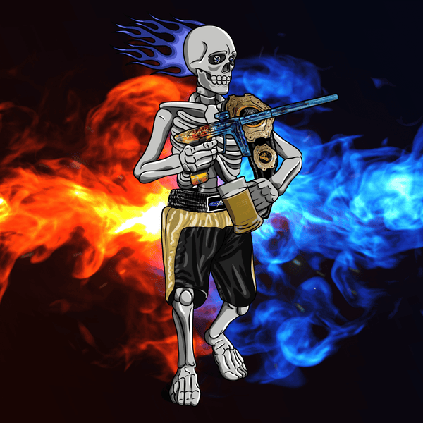 Adrenaline Skully NFT - Firestorm สไตล์ Champion พร้อมแก้ว - Adrenaline