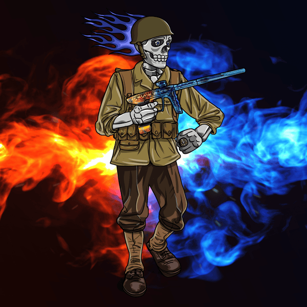 Adrenaline Skully NFT - ไฟสตอร์มในสงครามโลกครั้งที่ 2 พร้อมหมวกกันน็อกและแหวน - Adrenaline