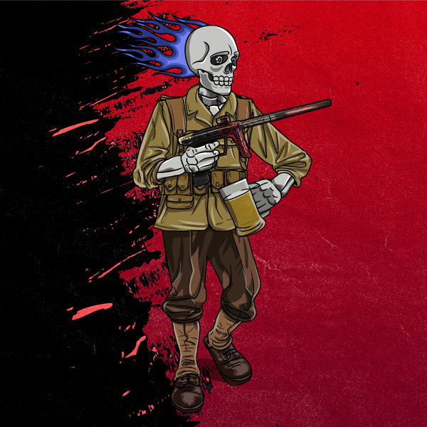 Adrenaline Skully NFT - Grizzly in WW2 with Mug - Adrenaline