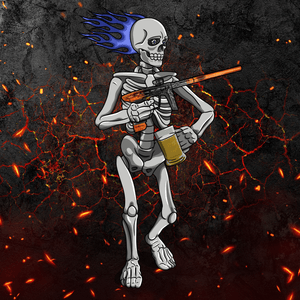 Adrenaline Skully NFT - ไฟนรกในกระดูกพร้อมแก้ว - Adrenaline