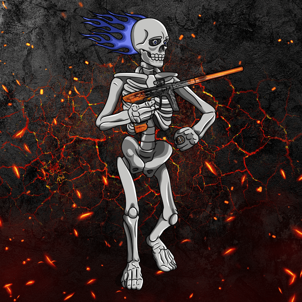 Adrenaline Skully NFT - ไฟนรกในกระดูกพร้อมแหวน - Adrenaline