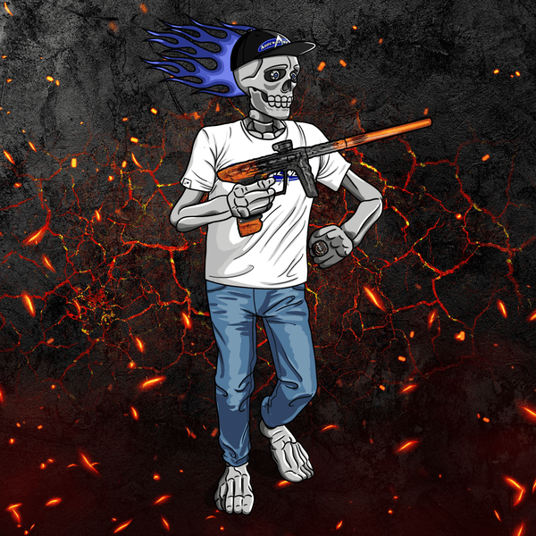 Adrenaline Skully NFT - ลุคเฮลล์ไฟร์สบายๆ พร้อมหมวกและแหวน - Adrenaline