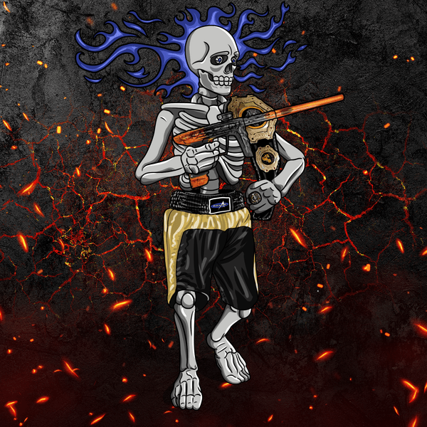 Adrenaline Skully NFT - Hellfire ใน Champion พร้อมเปลวไฟรุนแรงและวงแหวน - Adrenaline