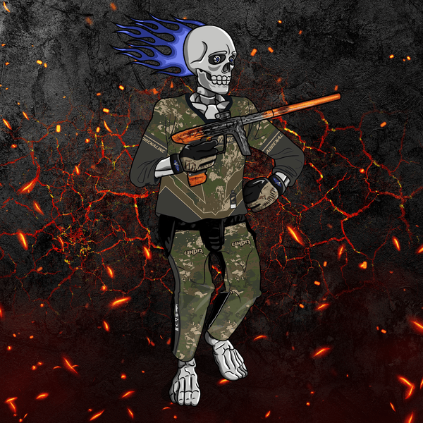 Adrenaline Skully NFT - เปลวไฟนรกในป่าพร้อมถุงมือ - Adrenaline
