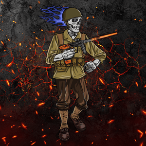 Adrenaline Skully NFT - Hellfire in WW2 with Helmet and Ring - Adrenaline