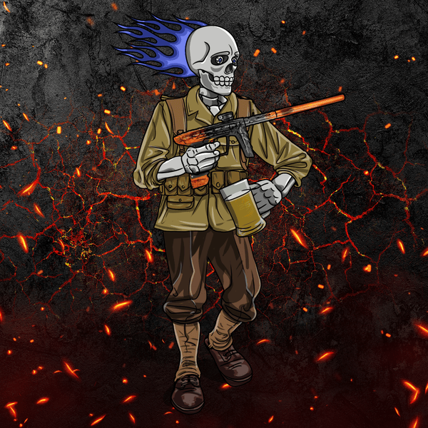 Adrenaline Skully NFT - ไฟนรกในสงครามโลกครั้งที่ 2 พร้อมแก้ว - Adrenaline