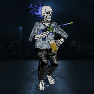 Adrenaline Skully NFT - โจ๊กเกอร์ใน Airball พร้อมแก้ว - Adrenaline