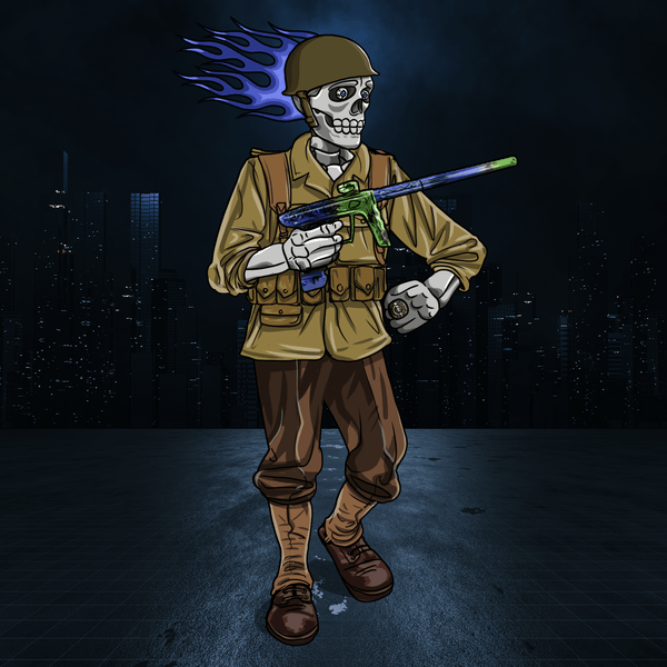 Adrenaline Skully NFT - โจ๊กเกอร์ในสงครามโลกครั้งที่ 2 พร้อมหมวกกันน็อกและแหวน - Adrenaline