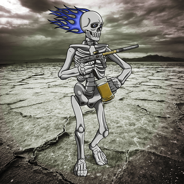 Adrenaline Skully NFT - Mad Max ในร่างกระดูกพร้อมแก้ว - Adrenaline