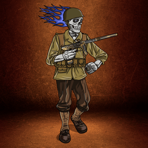 Adrenaline Skully NFT - Nicky T in WW2 with Helmet and Ring - Adrenaline