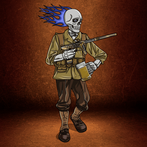 Adrenaline Skully NFT - Nicky T in WW2 with Mug - Adrenaline